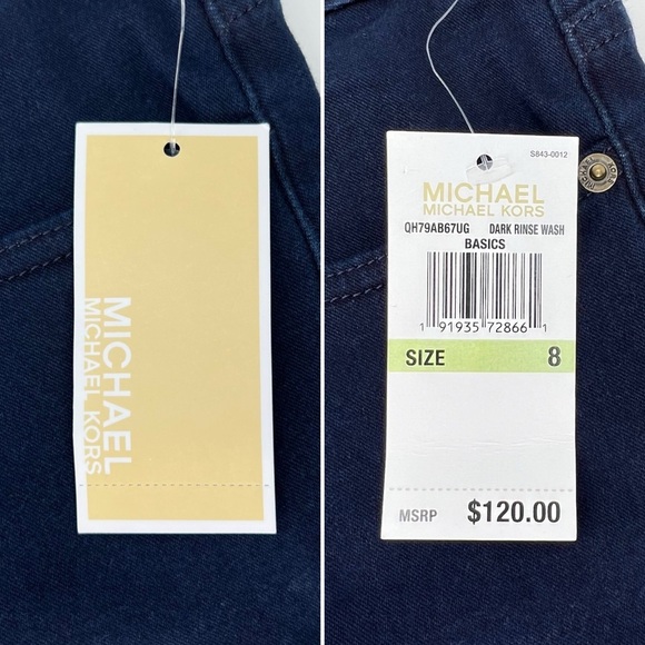 Michael Kors Izzy Skinny Jeans Dark Blue Size 8 Mid Rise Grommets New NWT - Picture 6 of 7